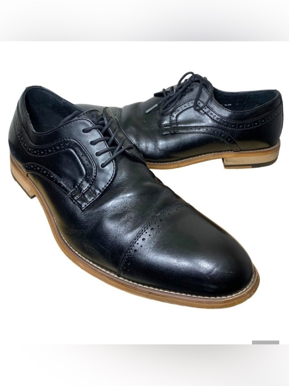 Stacy Adams Dickinson Mens Cap Toe Oxford Sz 10 Black Leather Casual Dress Shoes